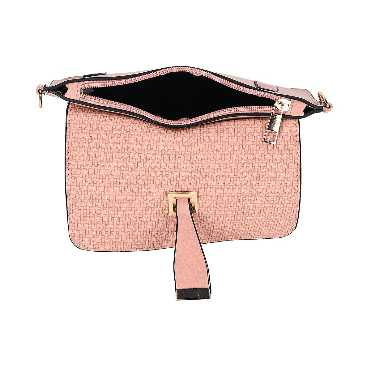 2in 1 Pink Faux Leather Crossbody Bag and Belt Bag with Strap image number 4