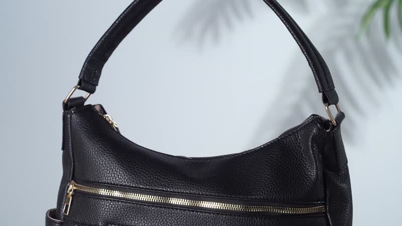 Black Multi-Pocket Faux Leather Crossbody Bag (12.6"x5"x11") with Shoulder Strap (47.2")