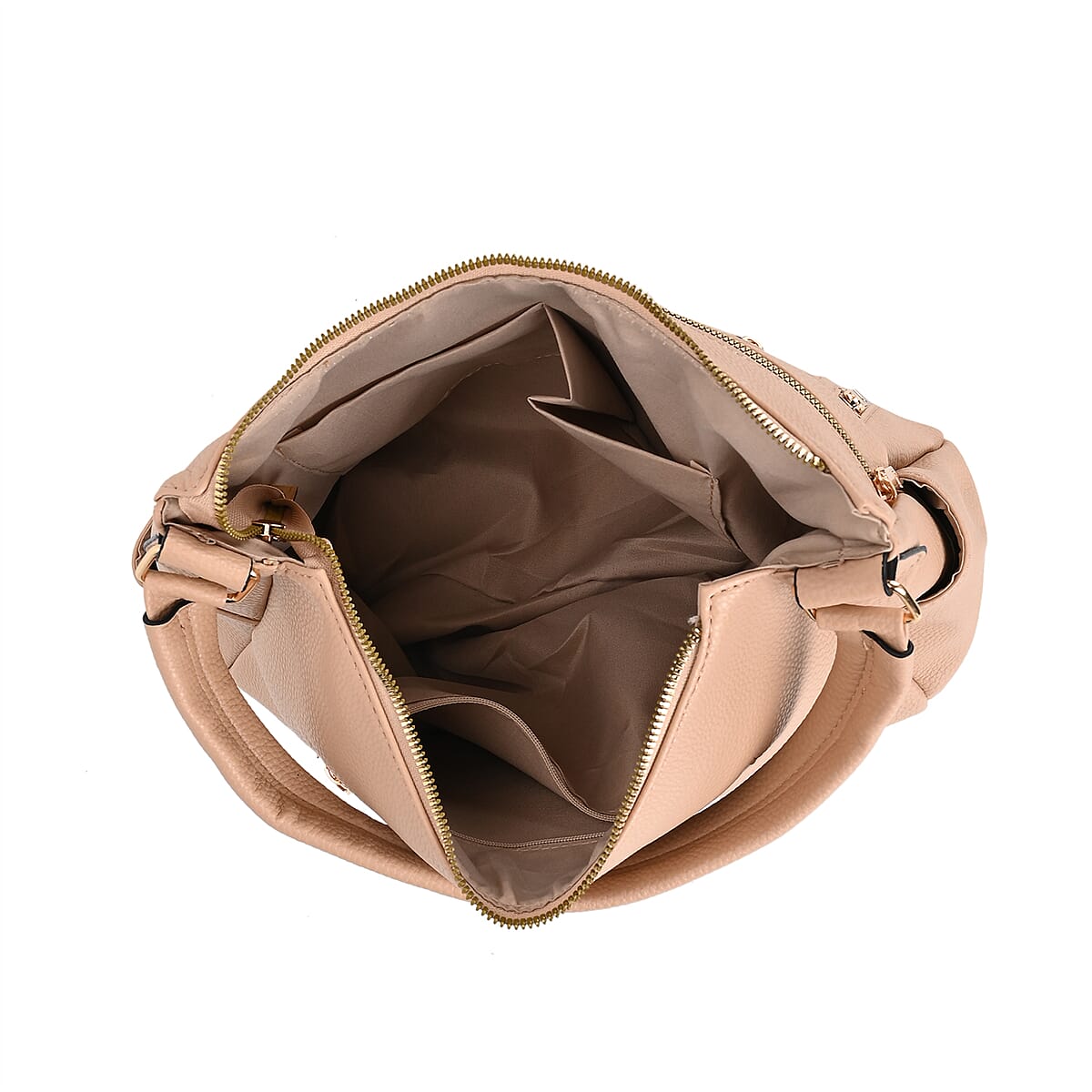 Apricot Multi-Pocket Faux Leather Crossbody Bag with Shoulder Strap image number 4