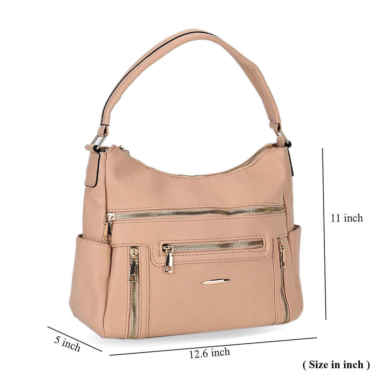 Apricot Multi-Pocket Faux Leather Crossbody Bag with Shoulder Strap image number 6