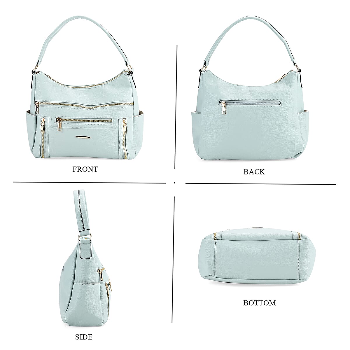 Mint Green Multi-Pocket Faux Leather Crossbody Bag with Shoulder Strap image number 3