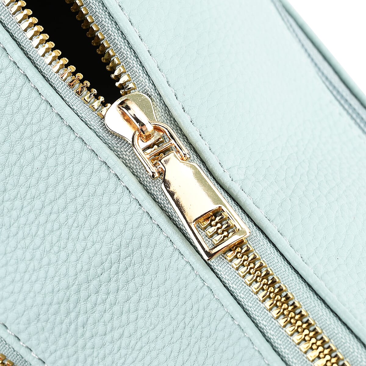 Mint Green Multi-Pocket Faux Leather Crossbody Bag with Shoulder Strap image number 5