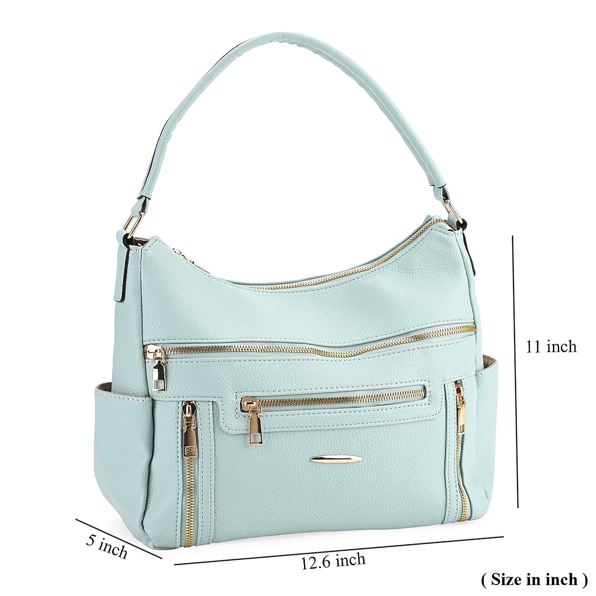 Mint Green Multi-Pocket Faux Leather Crossbody Bag with Shoulder Strap image number 6
