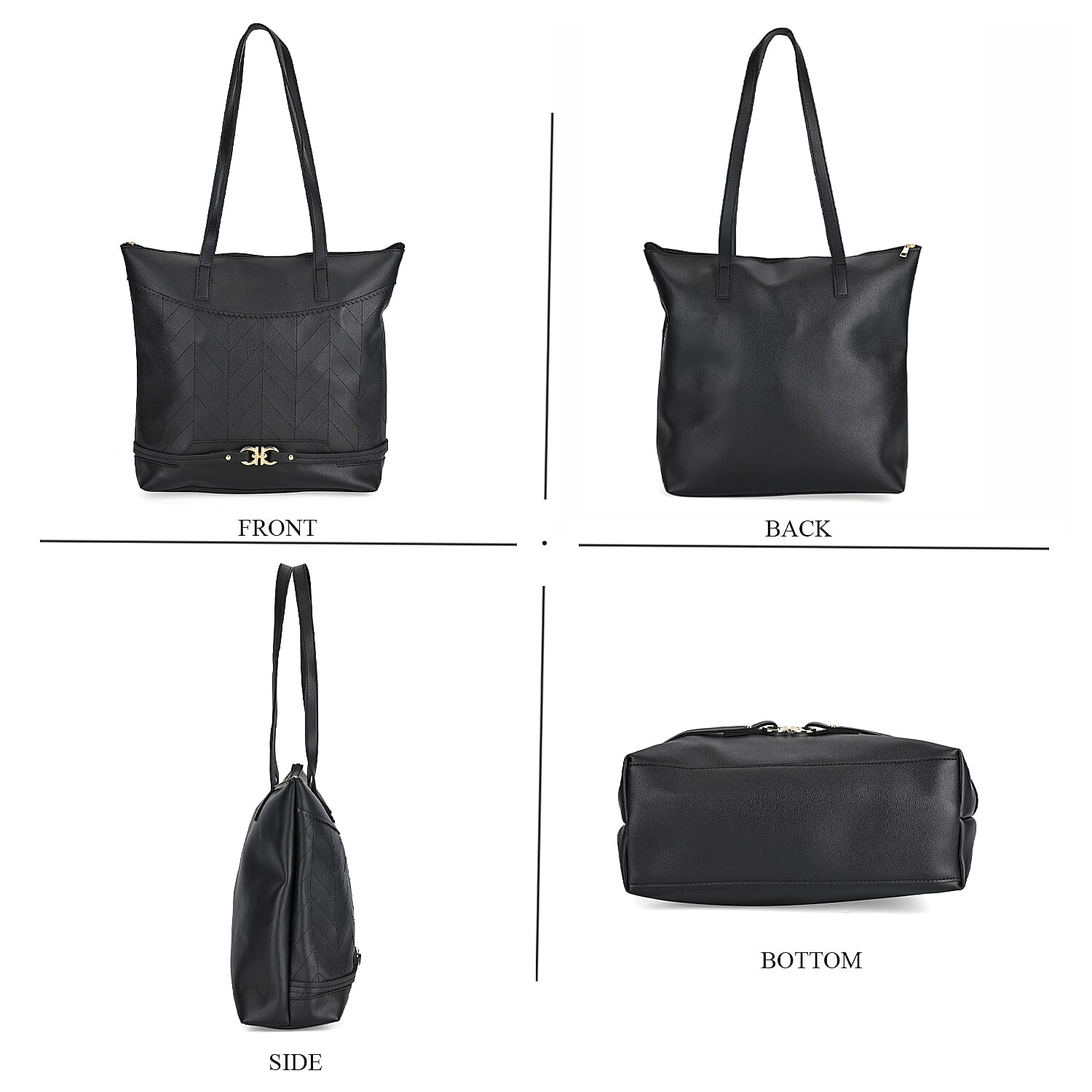 Set of 3 Bags, Black Faux Leather Tote Bag, Crossbody Bag and Wrist Bag