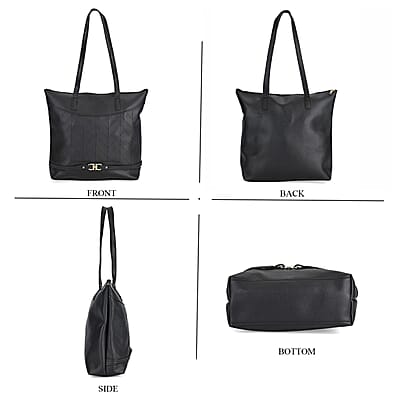 Set of 3 Bags, Black Faux Leather Tote Bag, Crossbody Bag and Wrist Bag