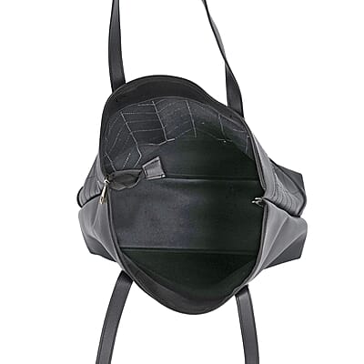 Set of 3 Bags, Black Faux Leather Tote Bag, Crossbody Bag and Wrist Bag