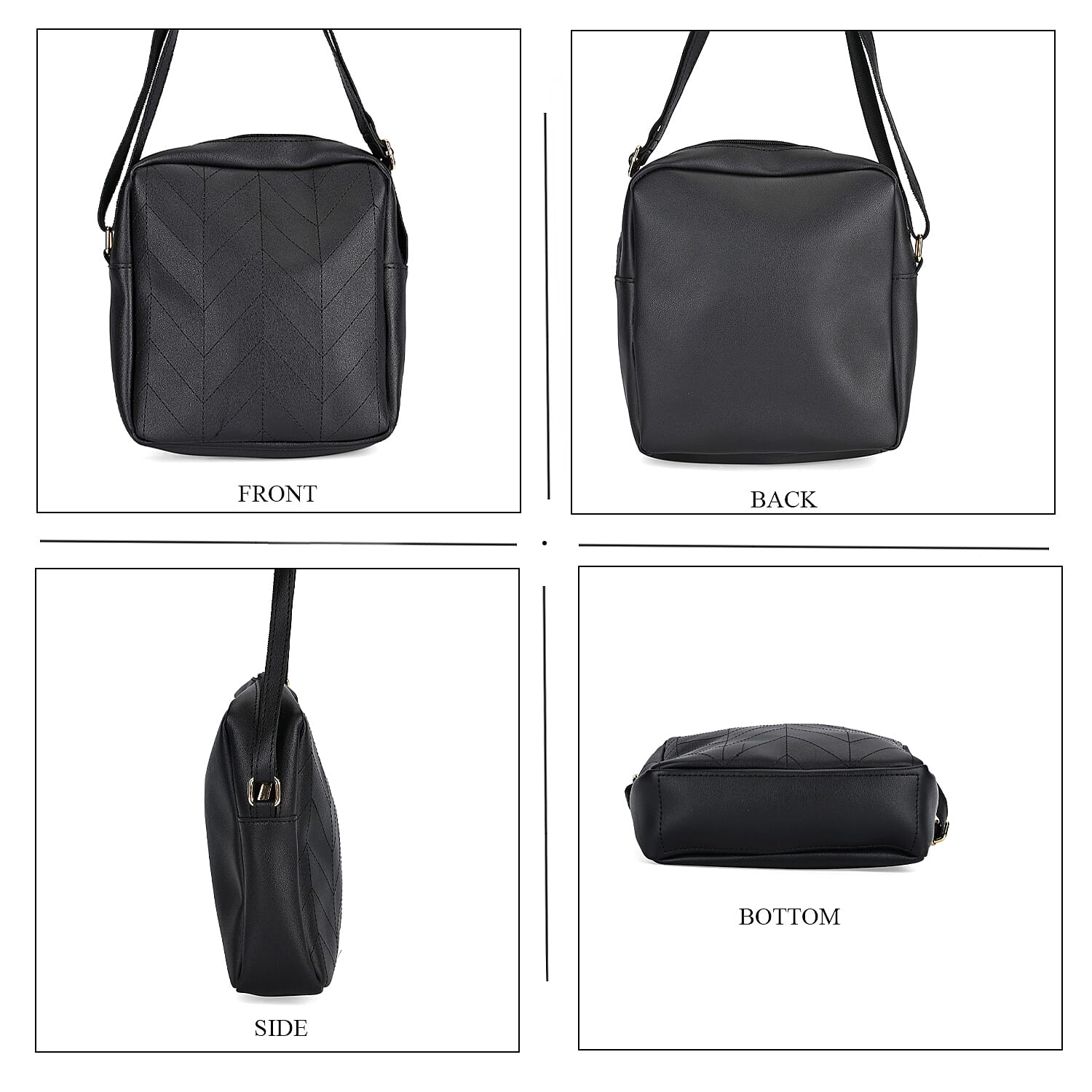 Set of 3 Bags, Black Faux Leather Tote Bag, Crossbody Bag and Wrist Bag
