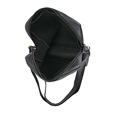 Set of 3 Bags, Black Faux Leather Tote Bag, Crossbody Bag and Wrist Bag