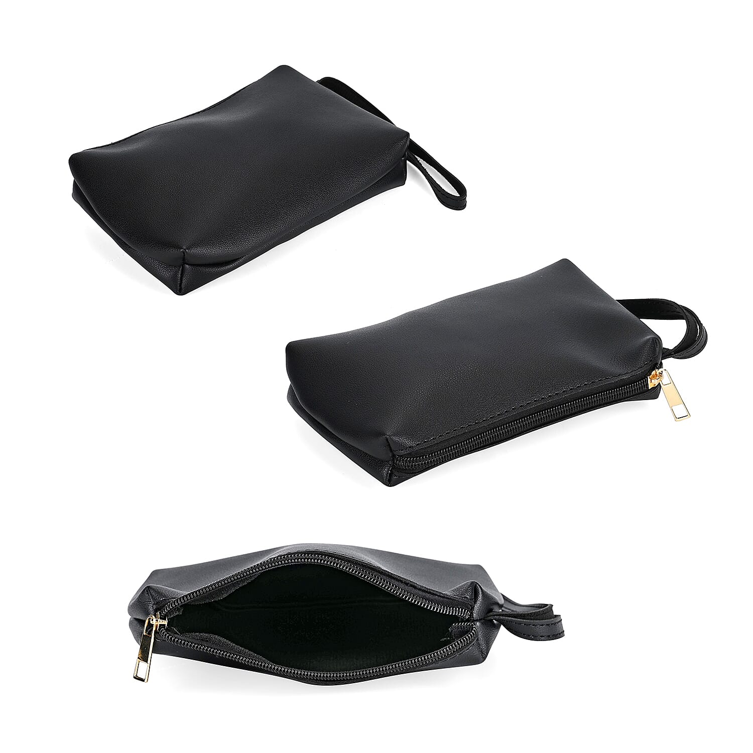 Set of 3 Bags, Black Faux Leather Tote Bag, Crossbody Bag and Wrist Bag
