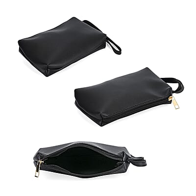 Set of 3 Bags, Black Faux Leather Tote Bag, Crossbody Bag and Wrist Bag