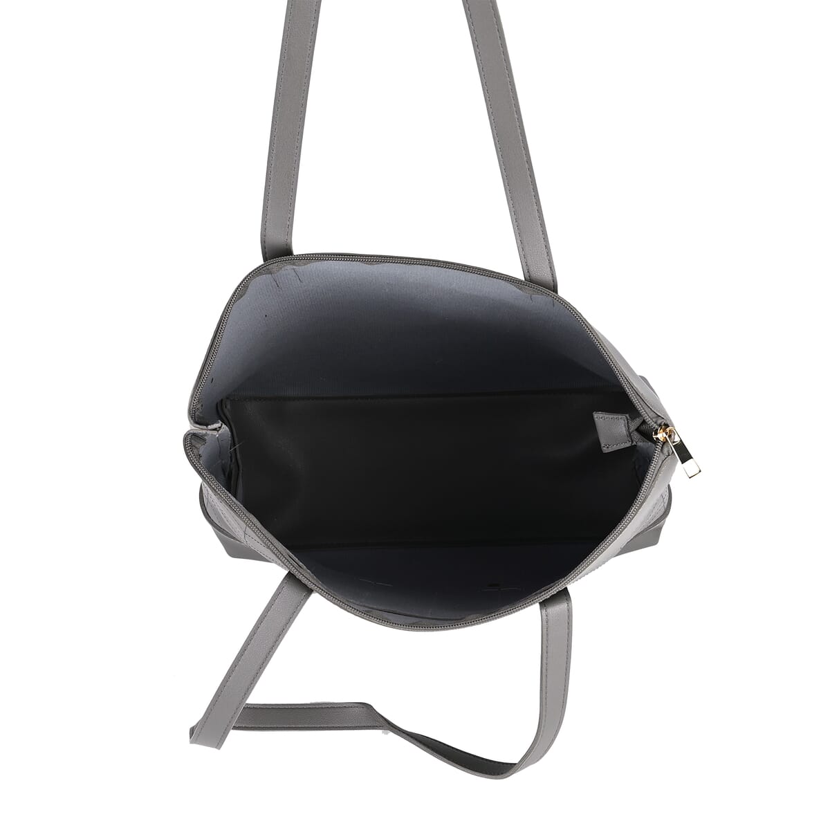 Set of 3 Bags, Dark Gray Faux Leather Tote Bag, Crossbody Bag and Wrist Bag image number 3