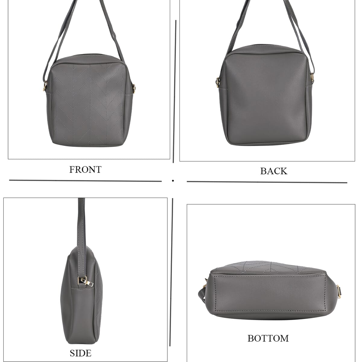 Set of 3 Bags, Dark Gray Faux Leather Tote Bag, Crossbody Bag and Wrist Bag image number 4