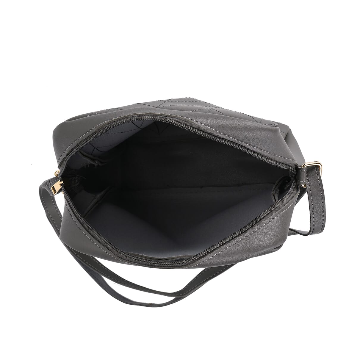 Set of 3 Bags, Dark Gray Faux Leather Tote Bag, Crossbody Bag and Wrist Bag image number 5