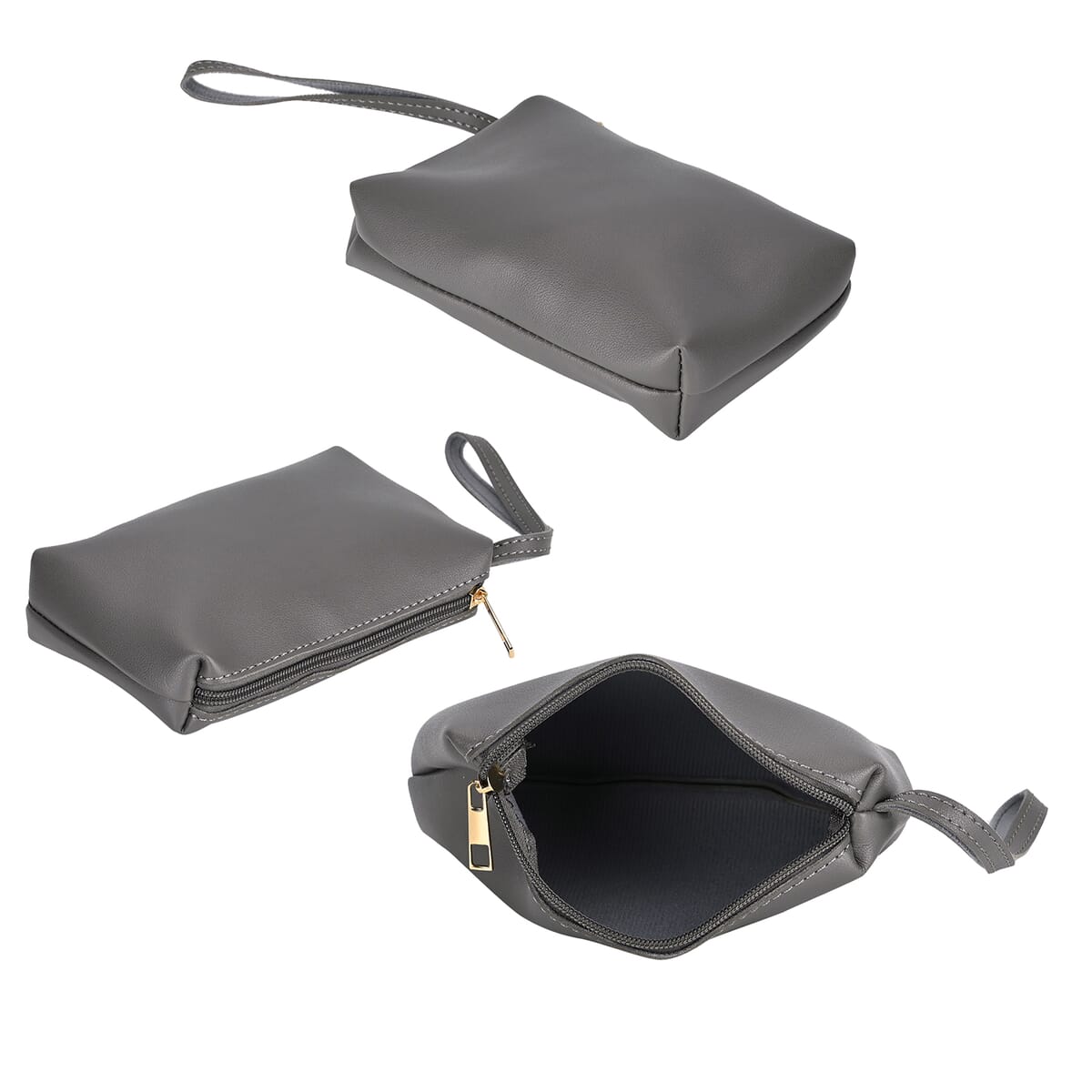 Set of 3 Bags, Dark Gray Faux Leather Tote Bag, Crossbody Bag and Wrist Bag image number 6