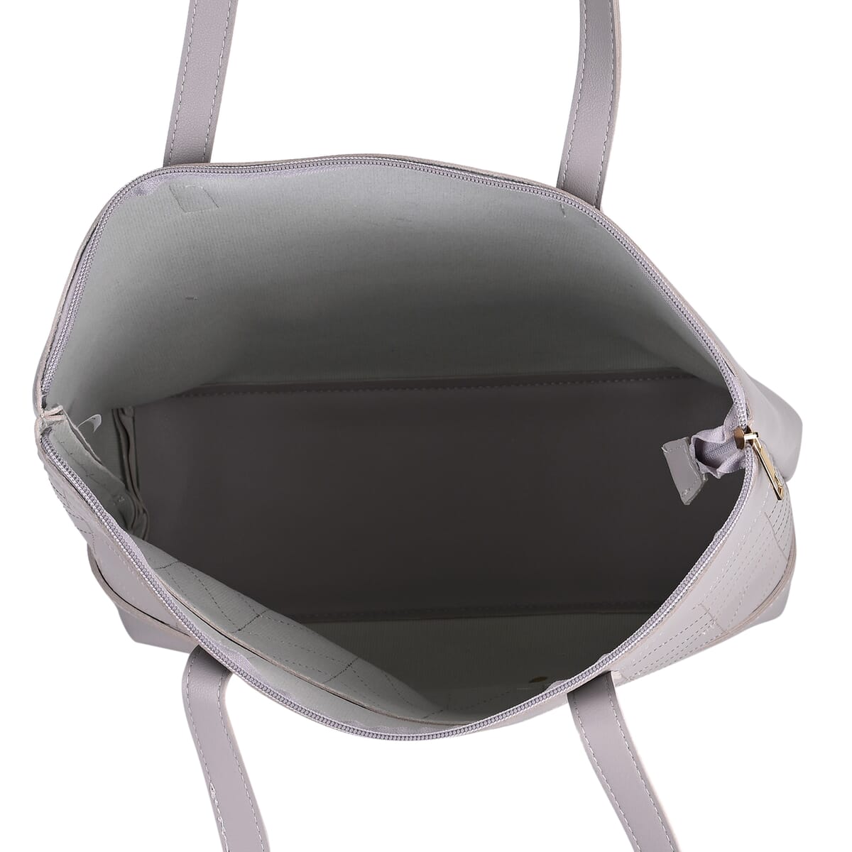 Set of 3 Bags, Light Gray Faux Leather Tote Bag, Crossbody Bag and Wrist Bag image number 3