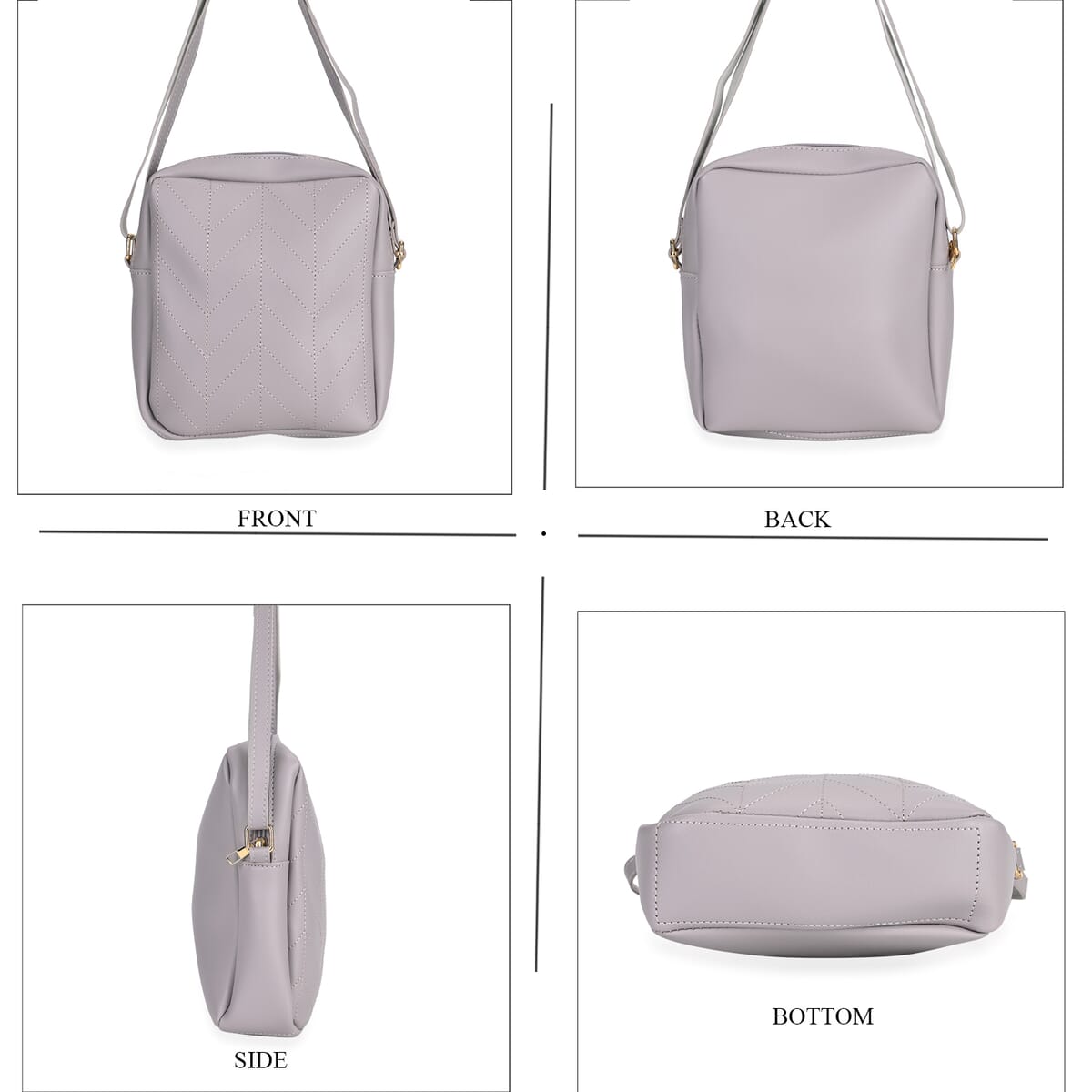 Set of 3 Bags, Light Gray Faux Leather Tote Bag, Crossbody Bag and Wrist Bag image number 4