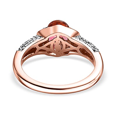 Premium Blush Tourmaline and Moissanite 1.75 ctw Rose Ring in 18K Vermeil Rose Gold Over Sterling Silver (Size 10.0)