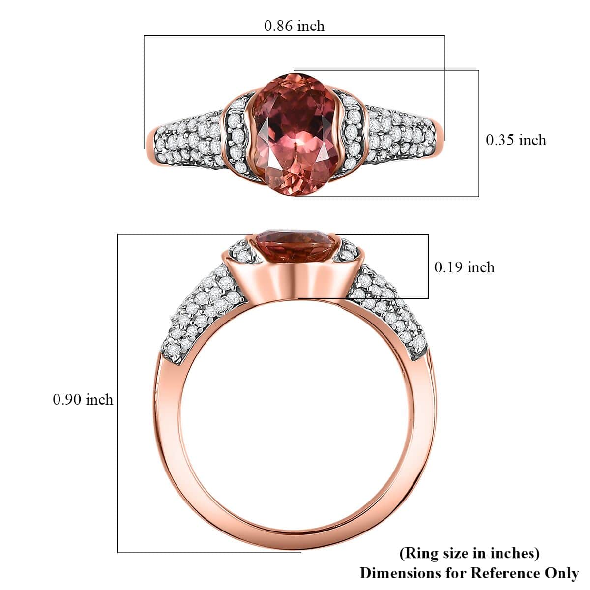 Premium Blush Tourmaline, Moissanite Ring in 18K Vermeil RG Over Sterling Silver (Size 10.0) 1.75 ctw image number 5