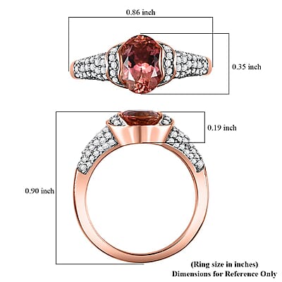 Premium Blush Tourmaline and Moissanite 1.75 ctw Rose Ring in 18K Vermeil Rose Gold Over Sterling Silver (Size 10.0)