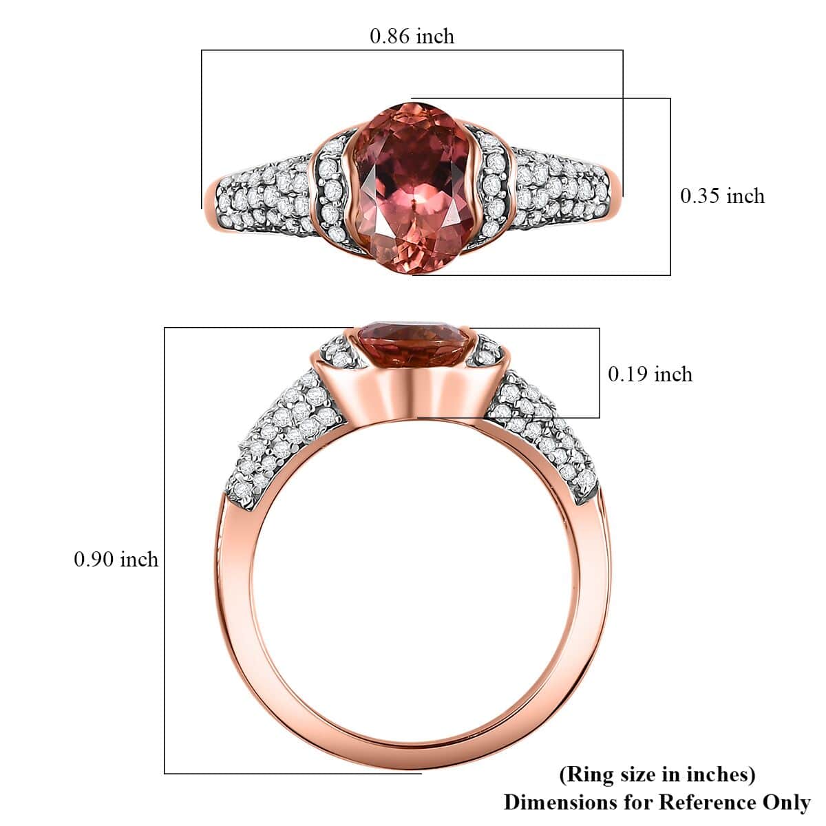 Premium Blush Tourmaline and Moissanite 1.75 ctw Rose Ring in 18K Vermeil Rose Gold Over Sterling Silver (Size 7.0) image number 5