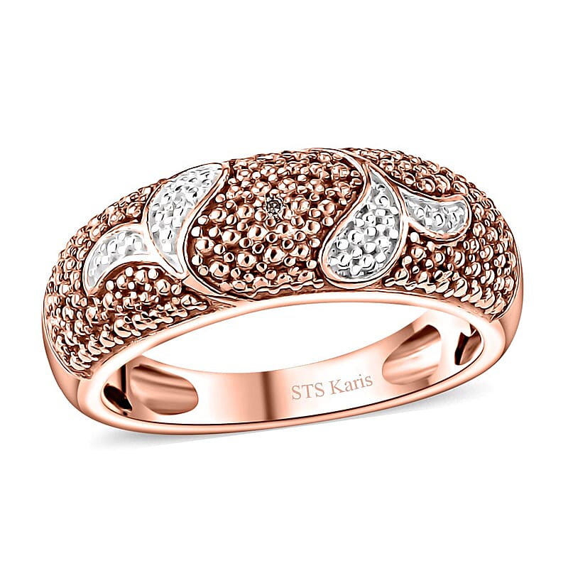 Karis Natural Champagne Diamond Accent Band Ring in 18K RG Plated (Size 10.0)