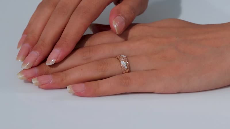 Karis Natural Champagne Diamond Accent Band Ring in 18K RG Plated (Size 10.0)