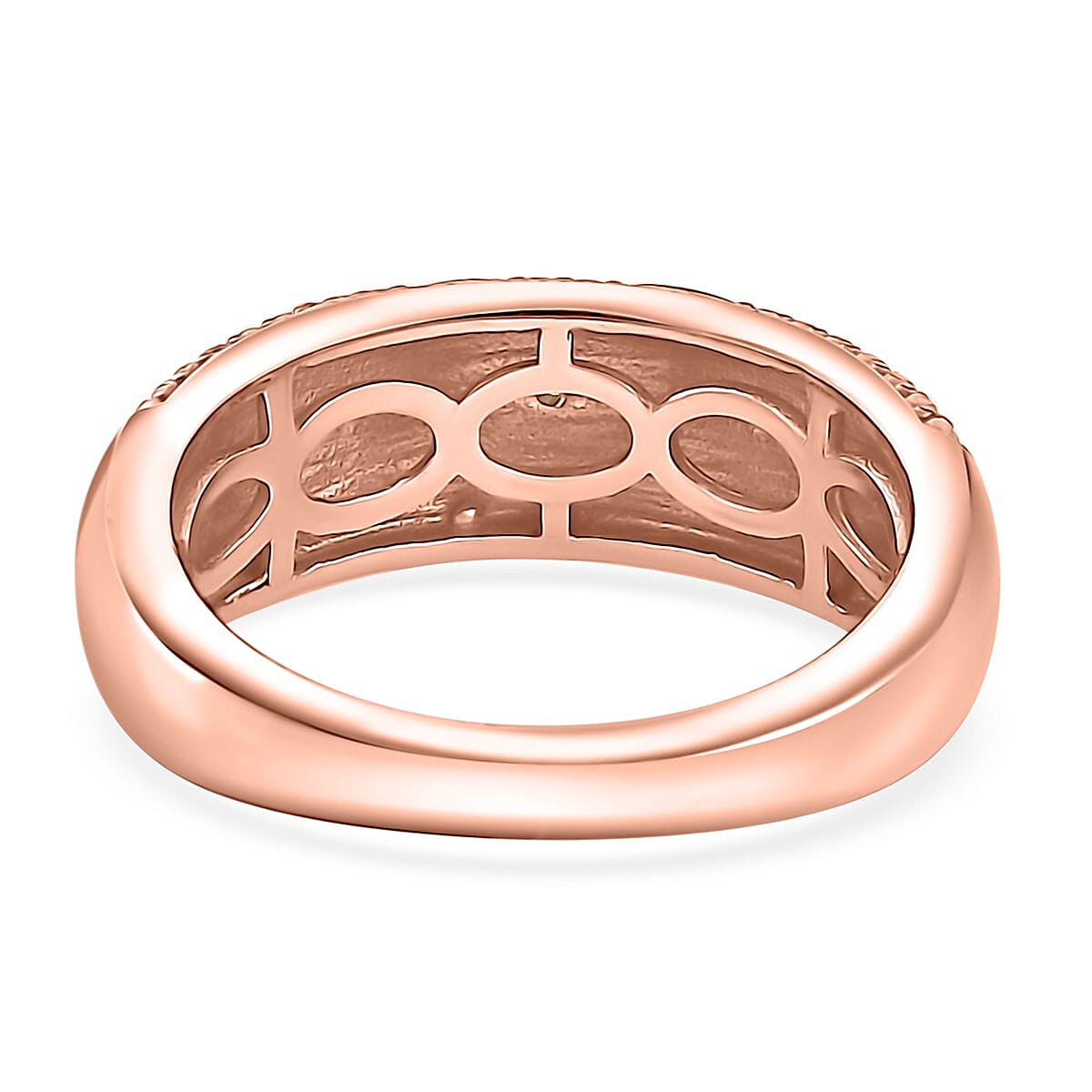 Karis Natural Champagne Diamond Accent Band Ring in 18K RG Plated (Size 10.0)
