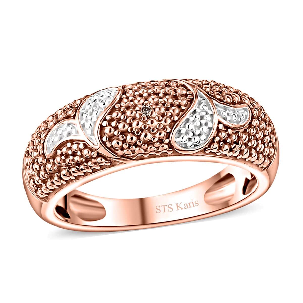 Karis Natural Champagne Diamond Accent Band Ring in 18K Rose Gold Plated (Size 7.0) image number 0