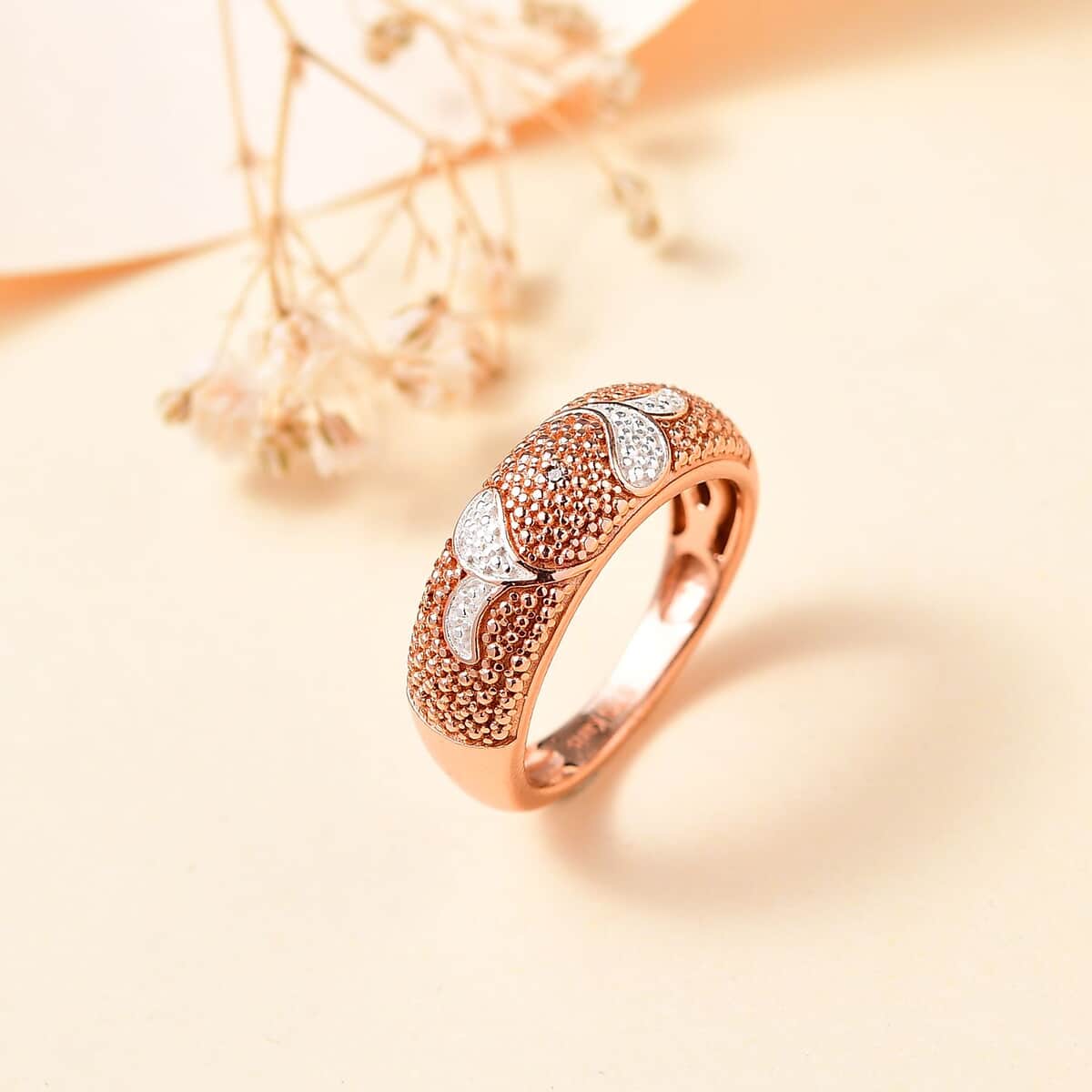 Karis Natural Champagne Diamond Accent Band Ring in 18K Rose Gold Plated (Size 7.0) image number 1