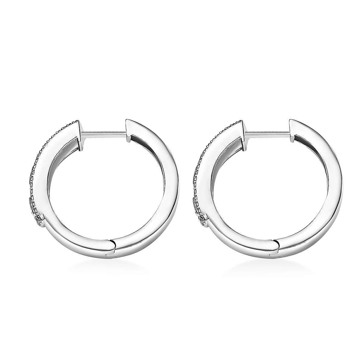 Karis White Diamond Accent Hoop Earrings in Platinum Bond