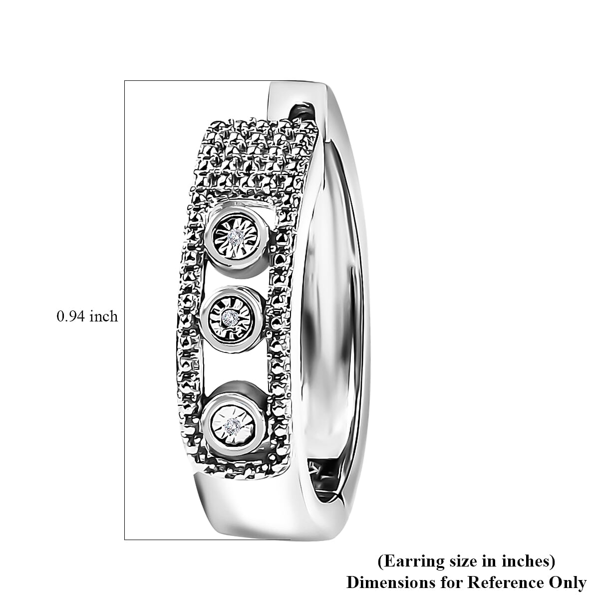 Karis White Diamond Accent Hoop Earrings in Platinum Bond