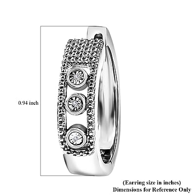 Karis White Diamond Accent Hoop Earrings in Platinum Bond
