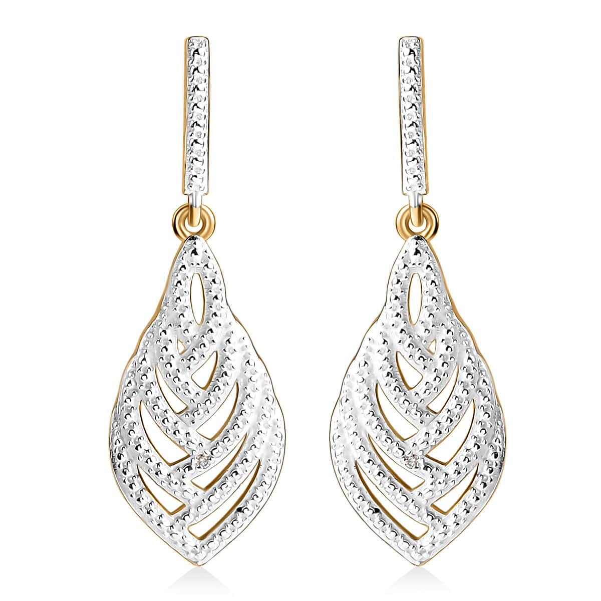 Karis White Diamond Accent Dangling Earrings in Platinum Bond and 18K YG Plated image number 0