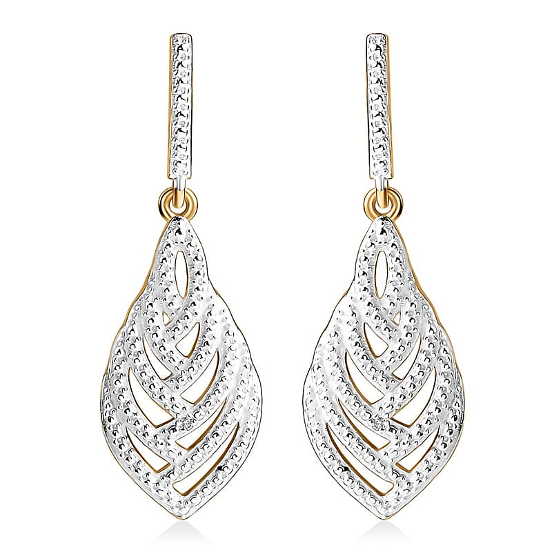 Karis White Diamond Accent Dangling Earrings in Platinum Bond and 18K YG Plated