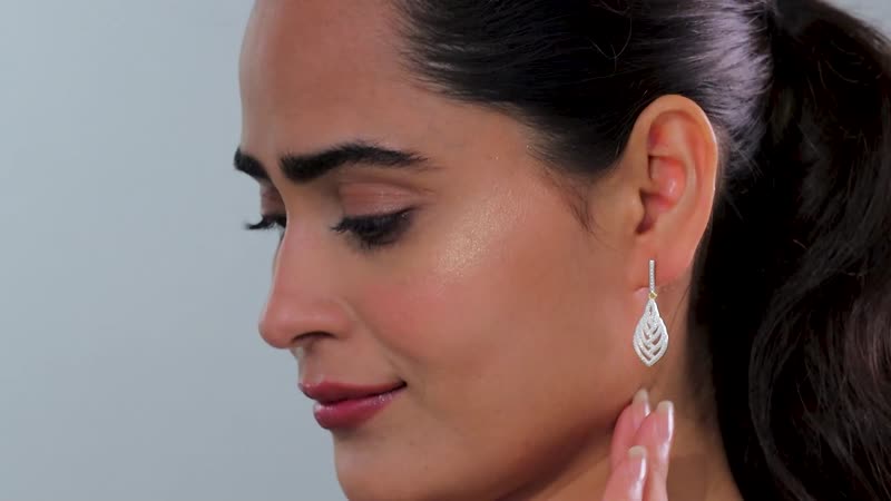 Karis White Diamond Accent Dangling Earrings in Platinum Bond and 18K YG Plated