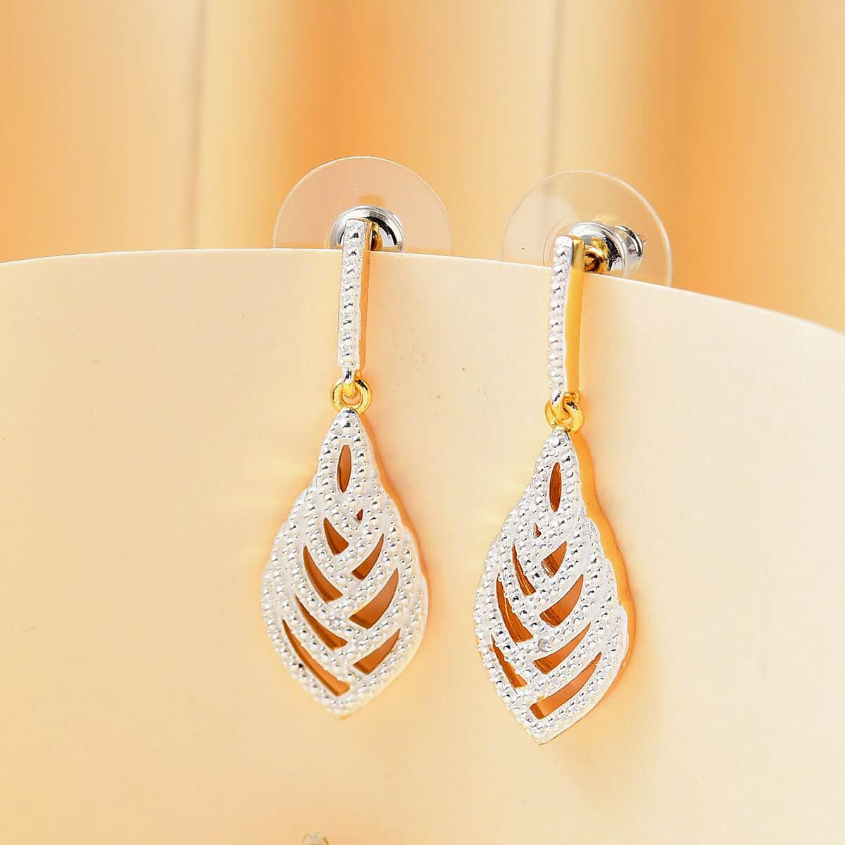 Karis White Diamond Accent Dangling Earrings in Platinum Bond and 18K YG Plated image number 1