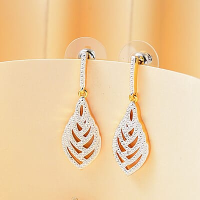 Karis White Diamond Accent Dangling Earrings in Platinum Bond and 18K YG Plated