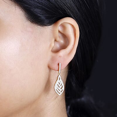Karis White Diamond Accent Dangling Earrings in Platinum Bond and 18K YG Plated