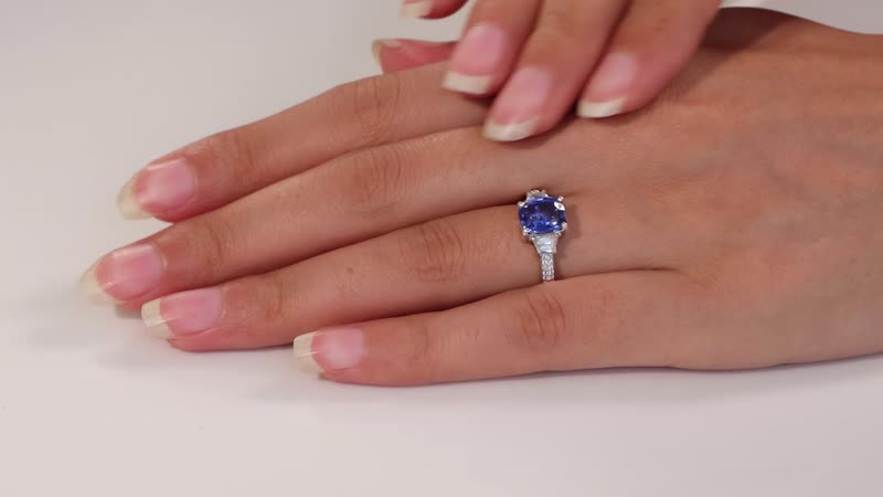 Kashmir Kyanite, White Zircon Ring in Rhodium Over Sterling Silver (Size 10.0) 3.40 ctw