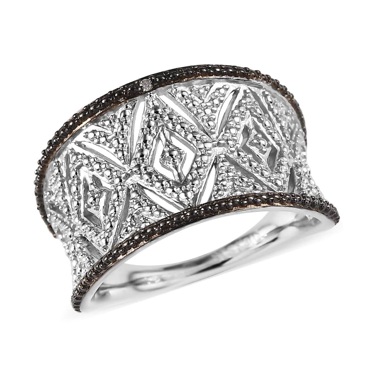 Karis Diamond Accent Ring in Black Rhodium and Platinum Bond (Size 10) image number 0