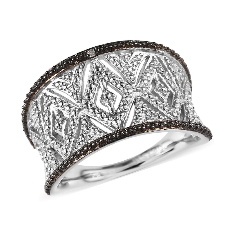 Karis Diamond Accent Ring in Black Rhodium and Platinum Bond (Size 10.0)