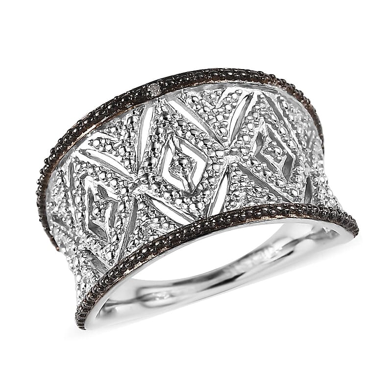 Karis Diamond Accent Ring in Black Rhodium and Platinum Bond (Size 10.0)