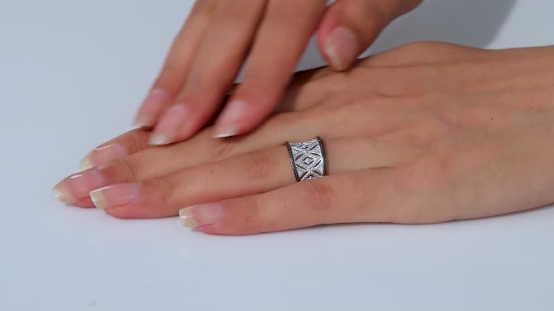 Karis Diamond Accent Ring in Black Rhodium and Platinum Bond (Size 10)