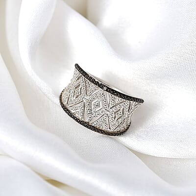 Karis Diamond Accent Ring in Black Rhodium and Platinum Bond (Size 10.0)