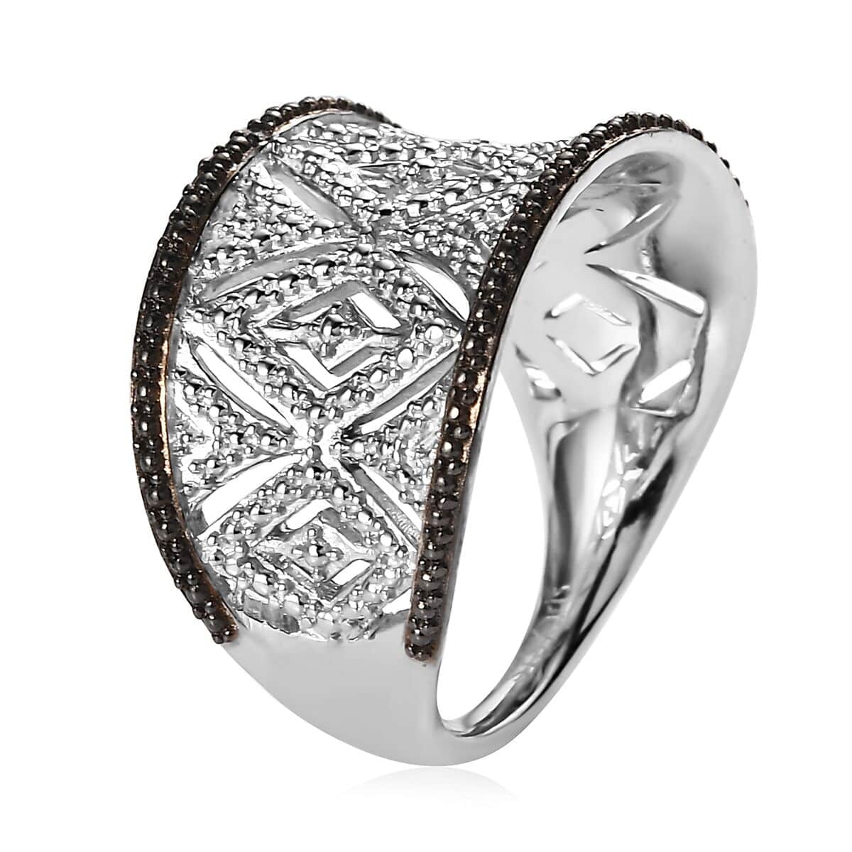 Karis Diamond Accent Ring in Black Rhodium and Platinum Bond (Size 10) image number 3