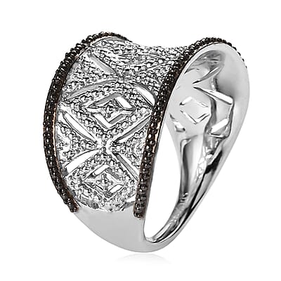 Karis Diamond Accent Ring in Black Rhodium and Platinum Bond (Size 10.0)