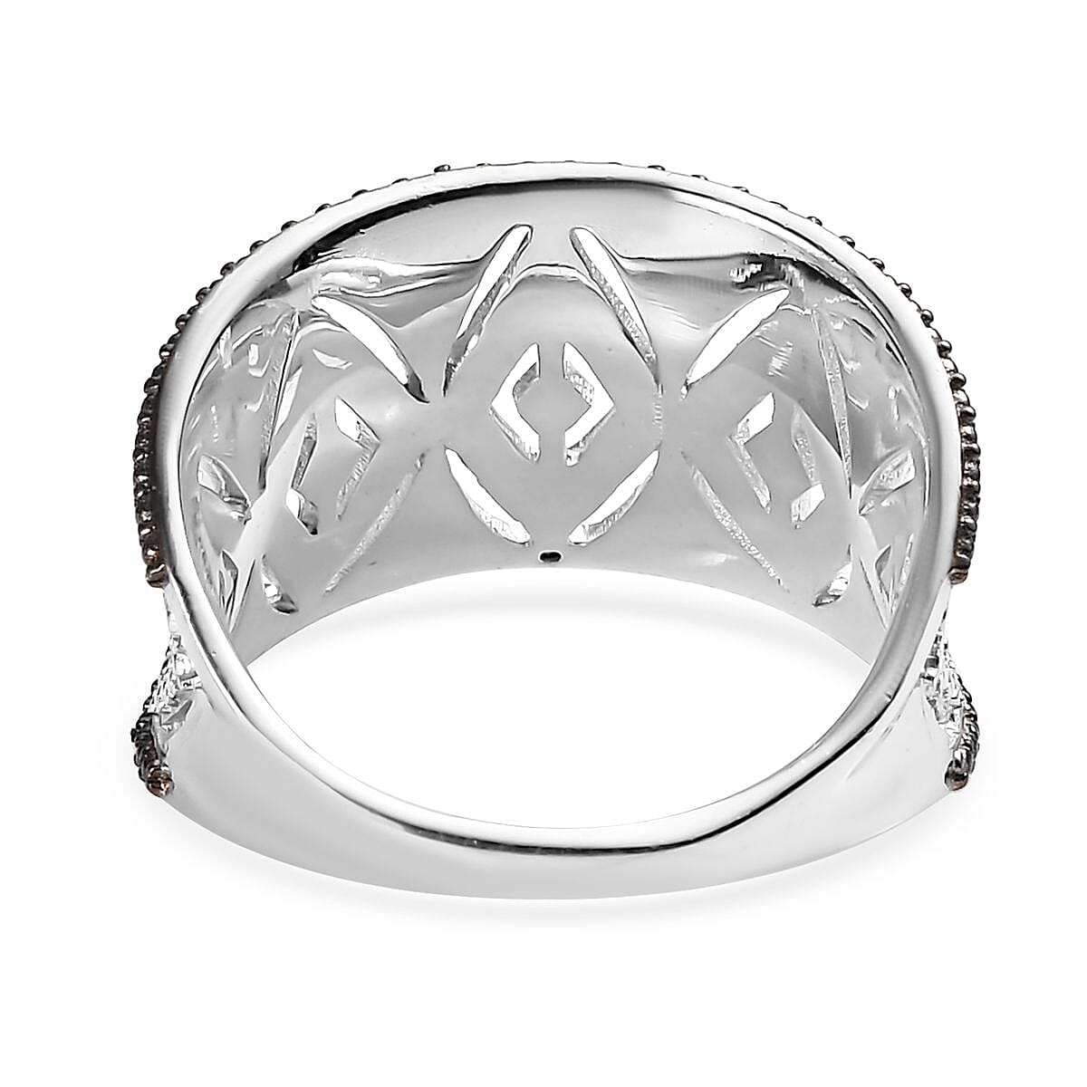 Karis Diamond Accent Ring in Black Rhodium and Platinum Bond (Size 10.0)