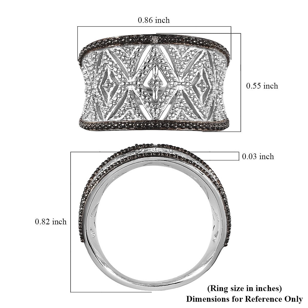 Karis Diamond Accent Ring in Black Rhodium and Platinum Bond (Size 10.0)