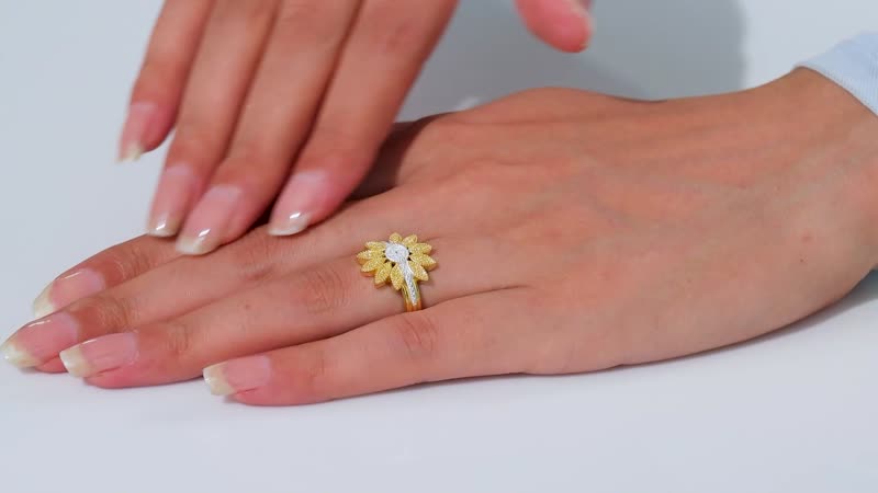 Karis Diamond Accent Flower Ring in 18K YG Plated (Size 10)