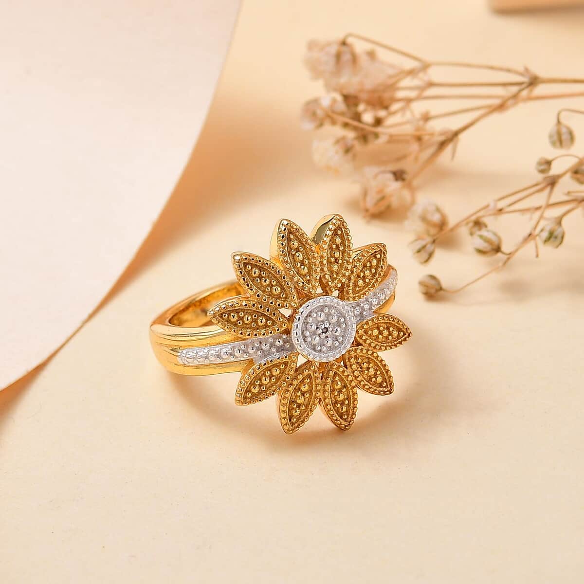 Karis Diamond Accent Flower Ring in 18K YG Plated (Size 10) image number 1